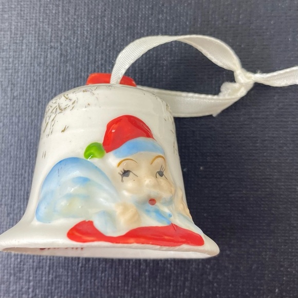 Vintage Porcelain Santa Bell Seasons Greetings Ornament Bell Made In Jap… - Picture 4 of 7